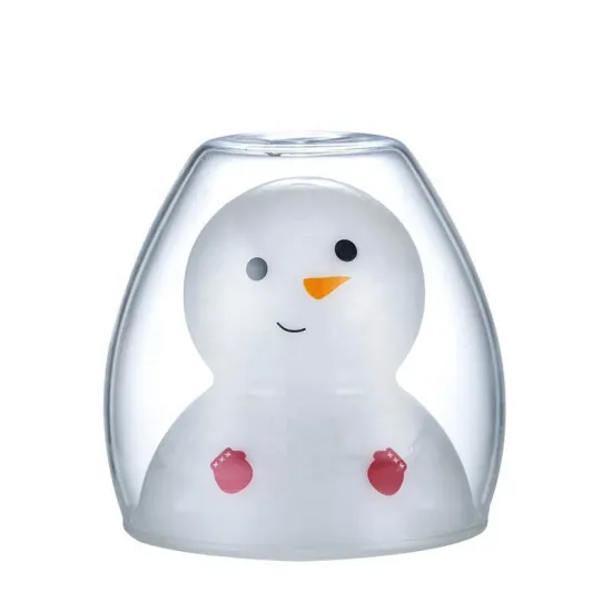 Snowman Bear Shape Double Wall Glass Drinking