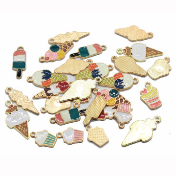 Alliage de conception assortie breloques de crème glacée bricolage émail Popsicle Cupcake métallique pendentif de nourriture sucrée boucle d&#39;oreille bijoux accessoires