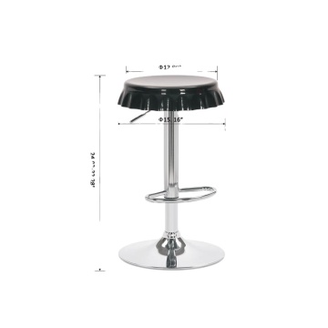 Adjustable Counter Height Black Bar Stool with Footrest