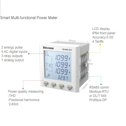 Drei -Phase -LCD -Anzeige RS485 Power Messgerät