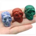 1.2Inch Gemstone Skull Head Statue Carved Gemstone Human Skeleton Figurines Reiki Healing for Home Decor Halloween Decorations