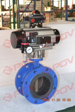 single acting pneumatic wcb butterfly valve flange type