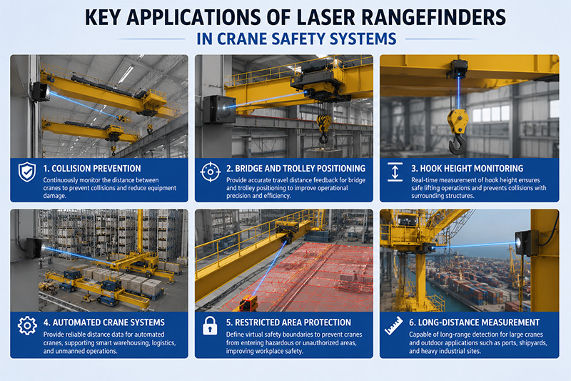 Aplikasi Utama Pengukur Jarak Laser dalam Sistem Keamanan Derek Key Applications of Laser Rangefinders in Crane Safety Systems