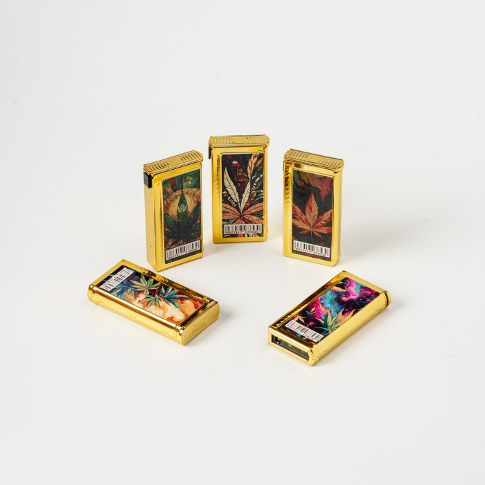 Isqueiro de folha flip-top dourado brilhante