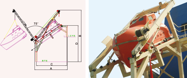 FREE-FALLING LIFE BOAT DESCENDING UNIT