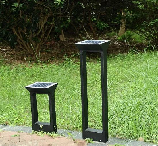 Black lawn light with solar panel