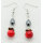 Red Coral Oval Beads hematite earring