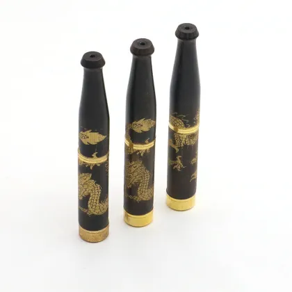 High-end new products hot sale ebony carved dragon style ebony cigarette holder