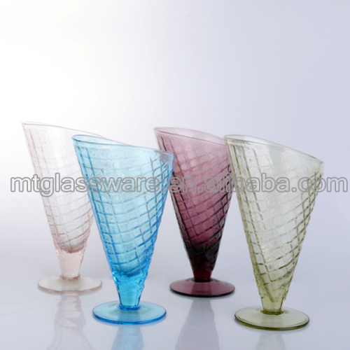 Hotel Use/ Restaurant Use/Set of 4 Colored Ice Cream Shape Dessert Glass