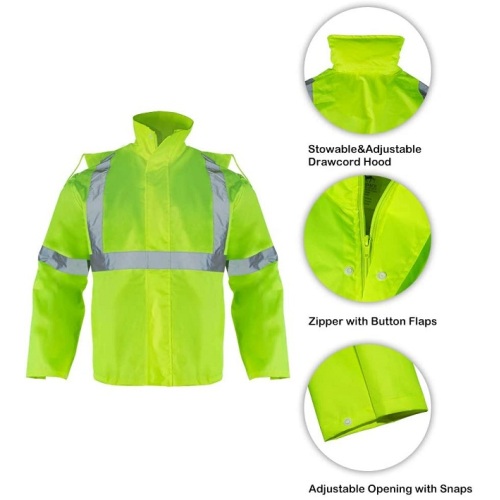 Reflective Rain Jacket Custom Reflect Men'S Construction Reflective Safety Raincoat Supplier