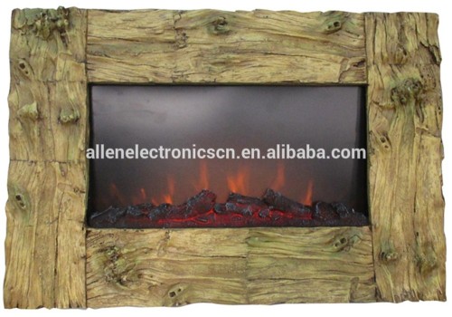 wall hanging electric fireplace with faux wood mantel