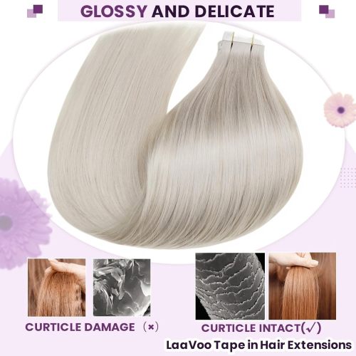 Platinum Blonde Human Hair Tape in Extensions