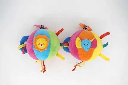 Animal Plush Ball with Colorful Ribbon