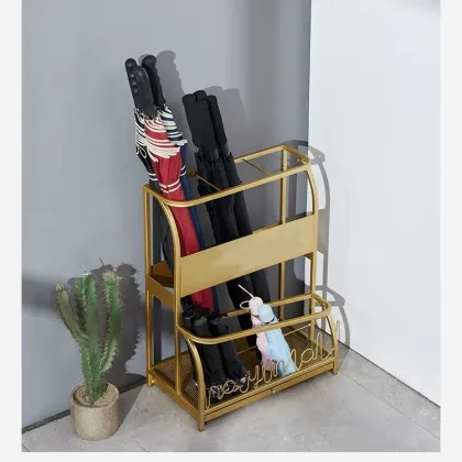 Iron work golden umbrella storage rack