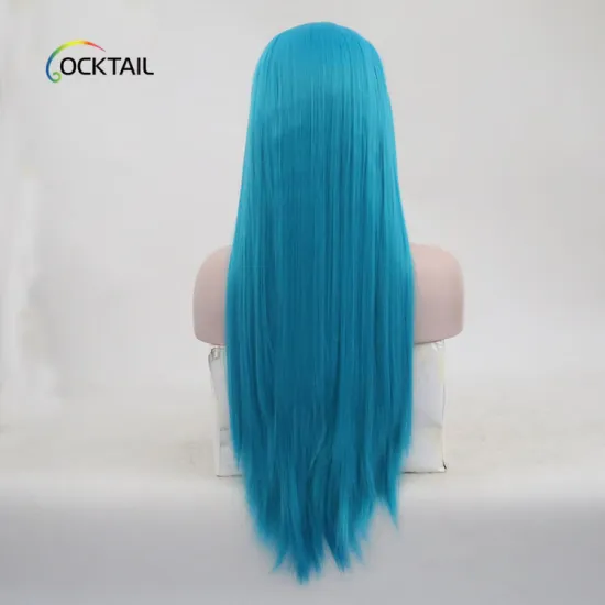 Customize available high temperature fiber green colour synthetic front lace wig