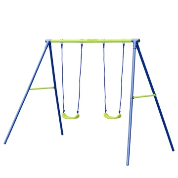 Family Fun: Two-Seater Outdoor Metal Swing Set for Kids