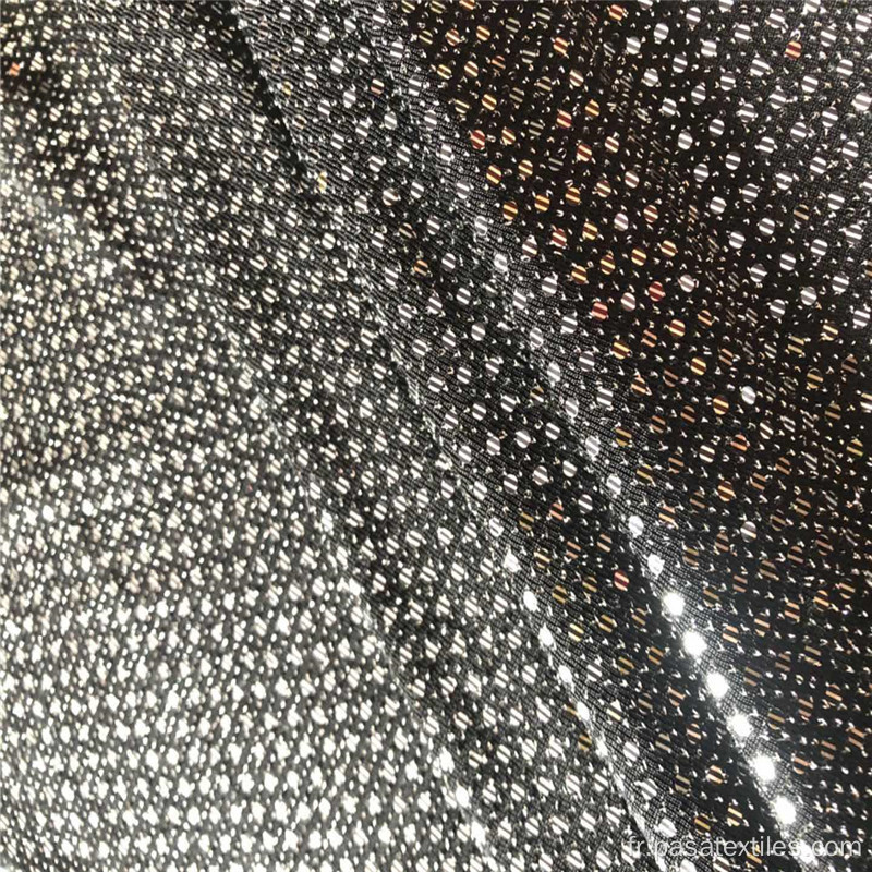 Vente à chaud Personnaliser la paillette fille solide en tissu coréen en tricot Lurex Black Silver avec tissu à paillettes