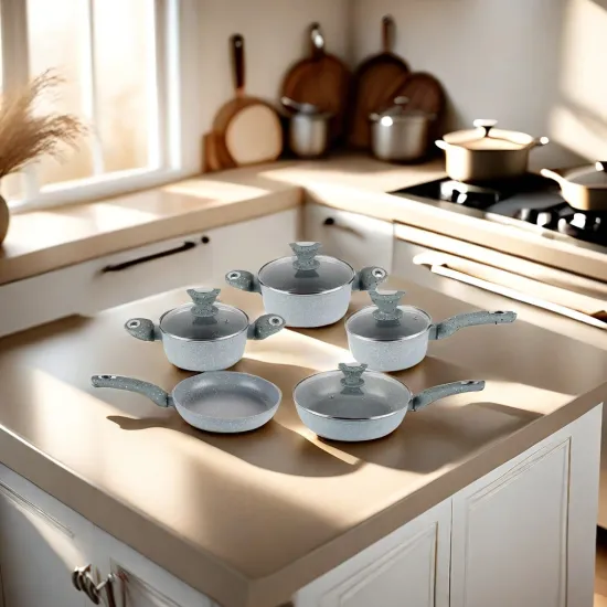 9-Piece Non-Stick Aluminum Cookware Set: Premium forged pots and pans for sale