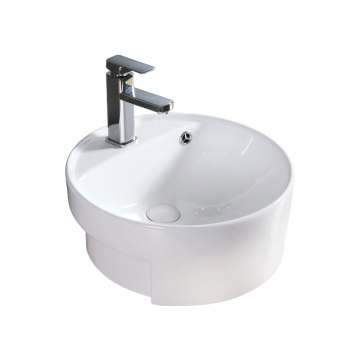 Modern White Ovale Ceramic Semi-Recessed Bathroom Sink for Hotel Use