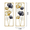 Gold Iron Leaves Rectangle Metal Wall Hanging Decor