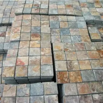 Rusty Slate Mosaic Tile, Natural Split Finish/3x3 inches (75x75mm)/12x12-inch Chip/for Sheet/Meshed