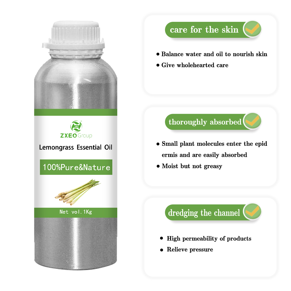 Grado terapéutico a granel 100% Natural para el cuidado de la piel Massaje de hierba de limón orgánico Aceite esencial para el cuidado del cuerpo de la piel Spa