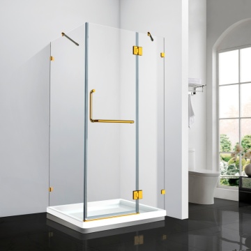 High Quality Hotel Brushed Gold Integrated Frameless Shower Room