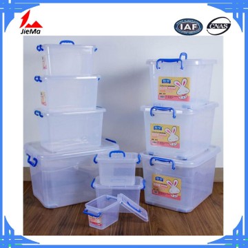 2016 hot sale transparent plastic storage box with lid with handle with wheels