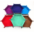 7 Inch Folding Hexagon PU Leather and Velvet Dice Holder for Dungeons and Dragons RPG Dice Gaming