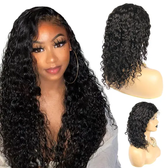 SunkissU pre plucked hairline 360 water wave wig, 150% density water curls human hair wigs