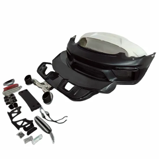 GT4 Style Carbon Fibre Exhaust Front Bumper Rear Diffuser Rear Spoiler Kit for Porsche Cayman 987.2 Upgrade