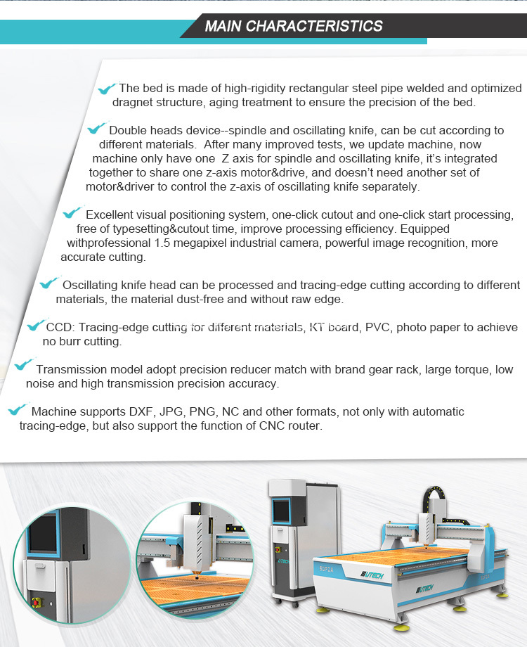 cnc knife cutting machine with V-shape knife and oscillating knife for honeycomb paper cardboard