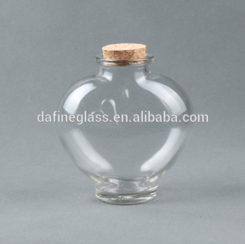 400ml big heart shape wishing glass bottle candy glass bottle with wooden cork