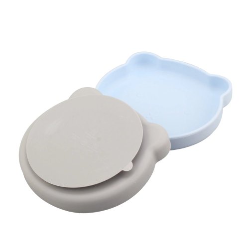 Grey Bear-shaped Silicone Baby Bowl