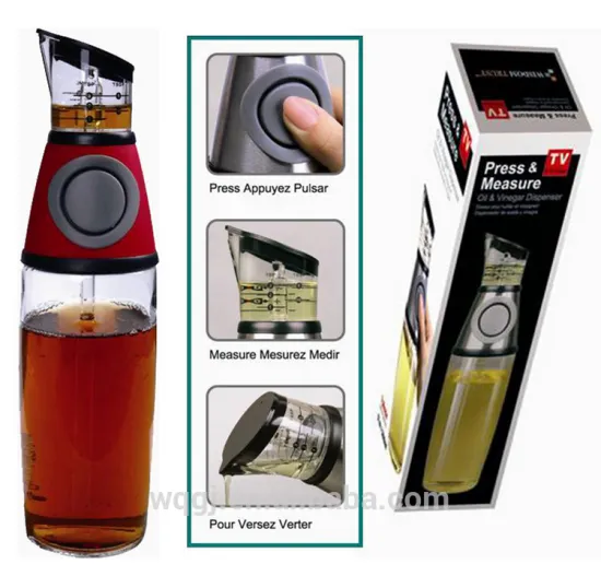 Kitchen Gadget Press Measure Vinegar Oil Dispenser Glass Bottle Soy Edible Oil Portable Magic Measuring Control Oil Bottle