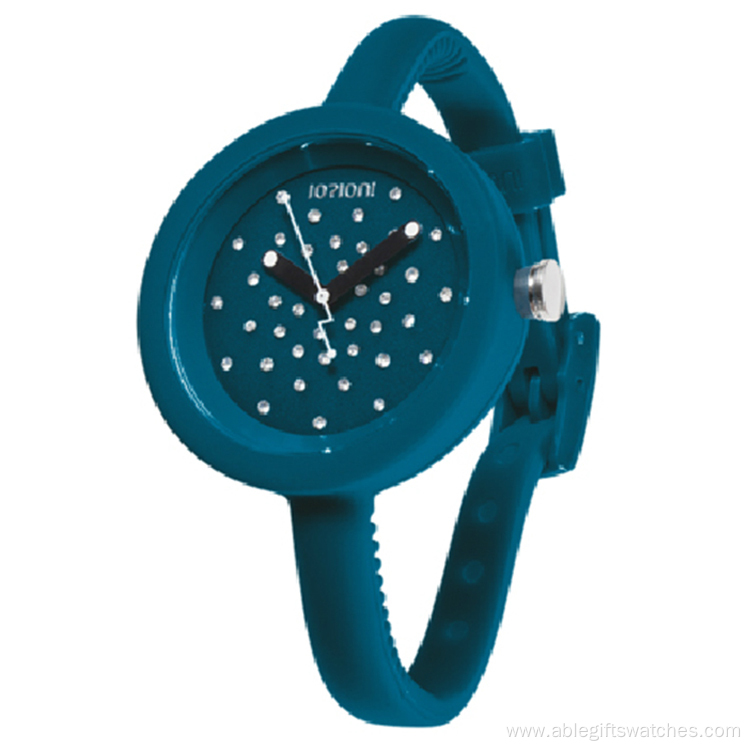 Kids Silicone Thin Strap Diamond Quartz Watch