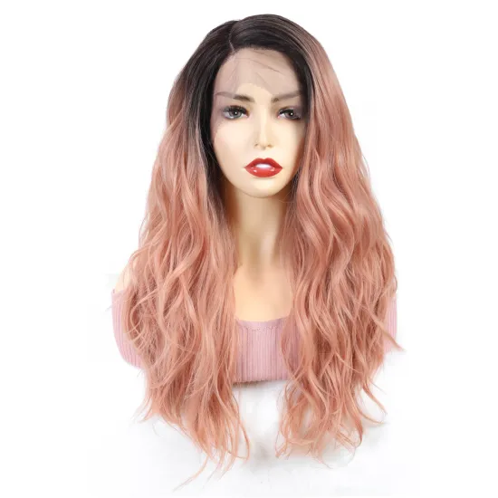 X-TRESS Black Color Synthetic Lace Hair Wig Natural Wave Ombre Pink Grey Colored Cosplay Heat Resistant Lace Wig