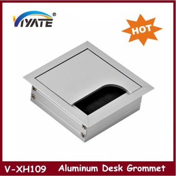 High Quality Rectangular Cable Computer Desk Hole Cover Matt Rectangle Cable Grommet With Brush Aluminum Table Grommet