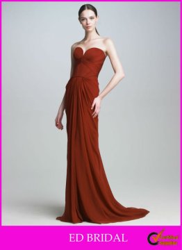 A-Line/Princess Sweetheart Floor Length Chiffon Burgundy Evening Dress With Ruffle