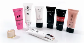 Silver coating tube cap oval shape PE PLASTIC SOFT COSMETIC TUBE with eye lid brush FOR HAND CREAM, yuyao EMPTY CREAM TUBE