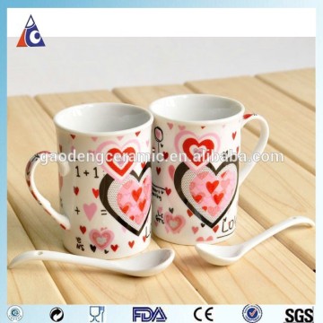 9oz heart design ceramic mug with spoon
