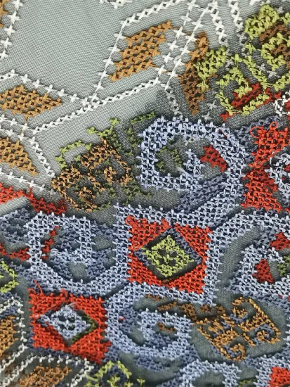 Mesh Cross Stitch Multi Color Yarn Embroidery Fabric