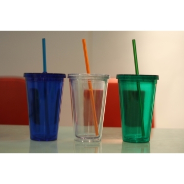 16oz Double Wall Acrylic Tumbler with Straw