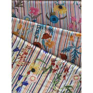 Stripe Flower Rayon Challis 30S Printing Woven Fabric