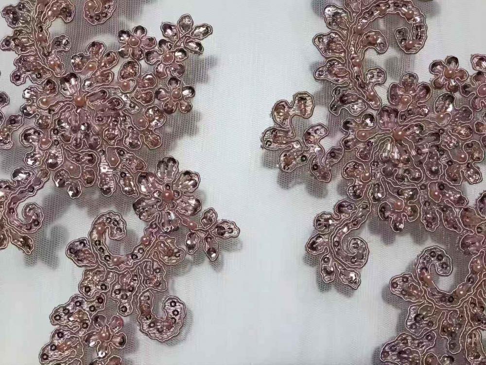 Perles Sequin superbe tissu de broderie pour robes de mariée