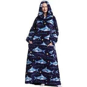 Cute Animal Flannel Hoodie Blanket for Men and Women