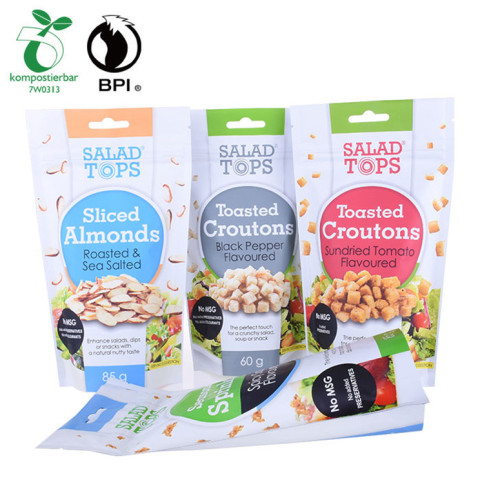 Biodégradable stand up poched cookies en plastique emballage ziplock