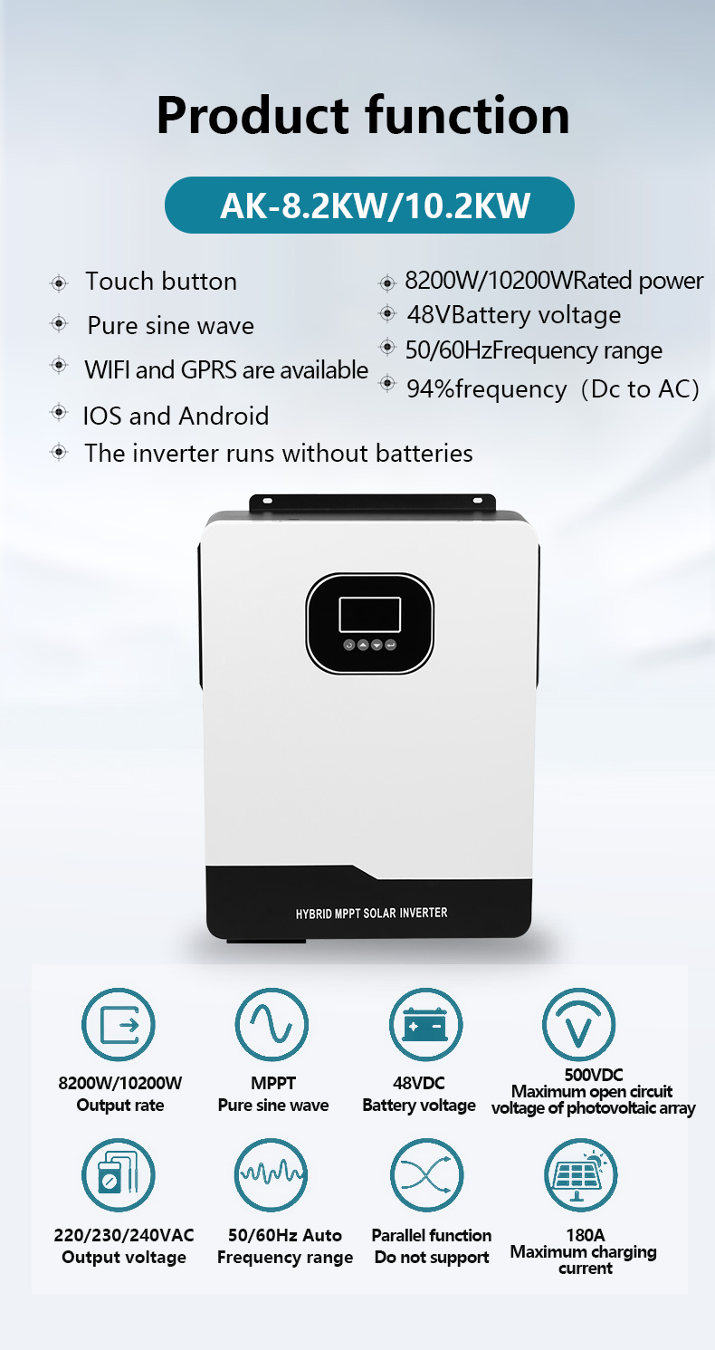 On and off grid 10.2K solar hybrid inverter