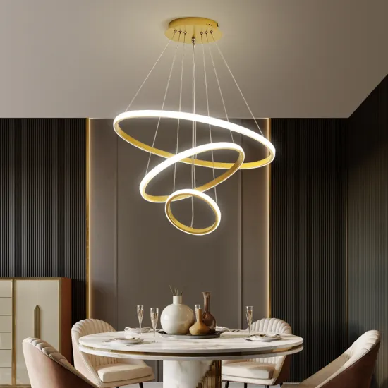 Modern Luxury Acrylic LED Pendant Lamp - Golden Three Circles for Living Room