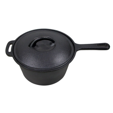 Pre-Seasoned 19.5cm & 20.5cm Cast Iron Milk Pan with Lid: Ideal for Bean Sauce, Potatoes, and Soups